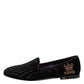 Black DG Crown Embroidery Loafers Slip On Shoes