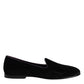 Black DG Crown Embroidery Loafers Slip On Shoes