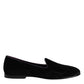 Black DG Crown Embroidery Loafers Slip On Shoes