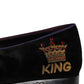 Black DG Crown Embroidery Loafers Slip On Shoes