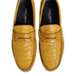 Yellow Exotic Leather Loafers Slip On Shoes