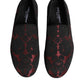 Red Black Jacquard Slip On Men Loafers Shoes