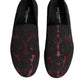 Red Black Jacquard Slip On Men Loafers Shoes