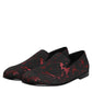 Red Black Jacquard Slip On Men Loafers Shoes
