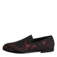 Red Black Jacquard Slip On Men Loafers Shoes