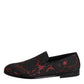 Red Black Jacquard Slip On Men Loafers Shoes