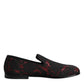 Red Black Jacquard Slip On Men Loafers Shoes