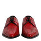 Red Exotic Leather Lace Up Dress Derby Shoes