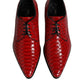 Red Exotic Leather Lace Up Dress Derby Shoes
