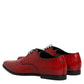 Red Exotic Leather Lace Up Dress Derby Shoes