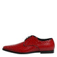 Red Exotic Leather Lace Up Dress Derby Shoes