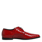 Red Exotic Leather Lace Up Dress Derby Shoes