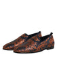 Black Jacquard Polyester Slip On Loafers Shoes