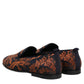Black Jacquard Polyester Slip On Loafers Shoes