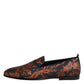Black Jacquard Polyester Slip On Loafers Shoes