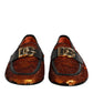 Orange Sequin Embellished Men Loafers Shoes