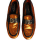 Orange Sequin Embellished Men Loafers Shoes