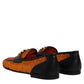 Orange Sequin Embellished Men Loafers Shoes