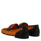 Orange Sequin Embellished Men Loafers Shoes
