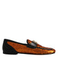 Orange Sequin Embellished Men Loafers Shoes