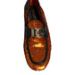 Orange Sequin Embellished Men Loafers Shoes