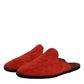 Orange Suede Slides Flat Slipper Shoes