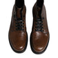 Brown Leather Lace Up Men Ankle Boots Shoes
