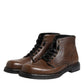 Brown Leather Lace Up Men Ankle Boots Shoes