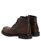 Brown Leather Lace Up Men Ankle Boots Shoes