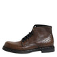 Brown Leather Lace Up Men Ankle Boots Shoes