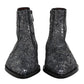 Dark Gray Cotton Sequined Chelsea Boots Shoes
