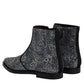 Dark Gray Cotton Sequined Chelsea Boots Shoes