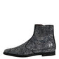 Dark Gray Cotton Sequined Chelsea Boots Shoes