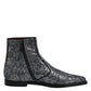 Dark Gray Cotton Sequined Chelsea Boots Shoes