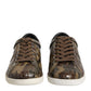 Brown Exotic Leather Low Top Sneakers Shoes