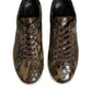 Brown Exotic Leather Low Top Sneakers Shoes