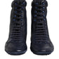 Dark Blue Leather KING High Top Sneakers Shoes