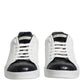 White Black Leather Portofino Sneaker Shoes