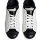 White Black Leather Portofino Sneaker Shoes