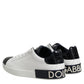 White Black Leather Portofino Sneaker Shoes