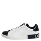 White Black Leather Portofino Sneaker Shoes