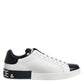 White Black Leather Portofino Sneaker Shoes