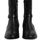 Black Leather Flats Logo Short Boots Shoes