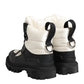 Black White Padded Lace Up Short Boots Shoes