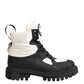 Black White Padded Lace Up Short Boots Shoes
