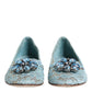 Blue Lace Crystal Ballet Flats Loafers Shoes