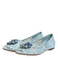 Blue Lace Crystal Ballet Flats Loafers Shoes