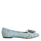 Blue Lace Crystal Ballet Flats Loafers Shoes
