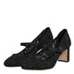 Black Mary Jane Taormina Lace Pumps Shoes