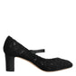 Black Mary Jane Taormina Lace Pumps Shoes